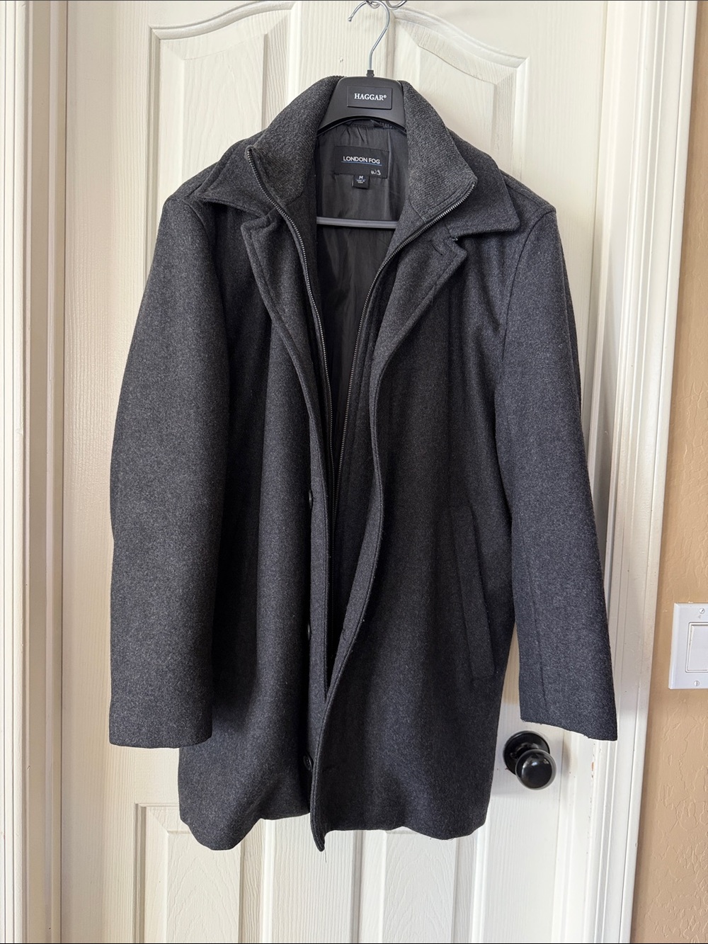 London Fog Charcoal Gray Wool-Blend Peacoat